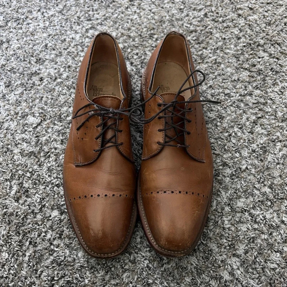 Allen Edmonds Troy Walnut Brogue Oxford Dress Shoes Mens Size 8 Lace Up USA Made